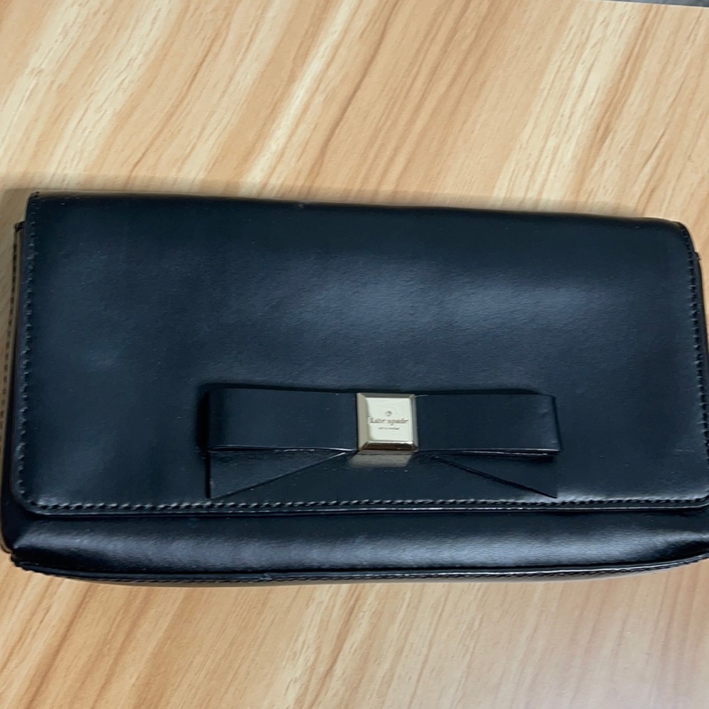 Kate Spade Keira WKRU3035  black bow clutch $175